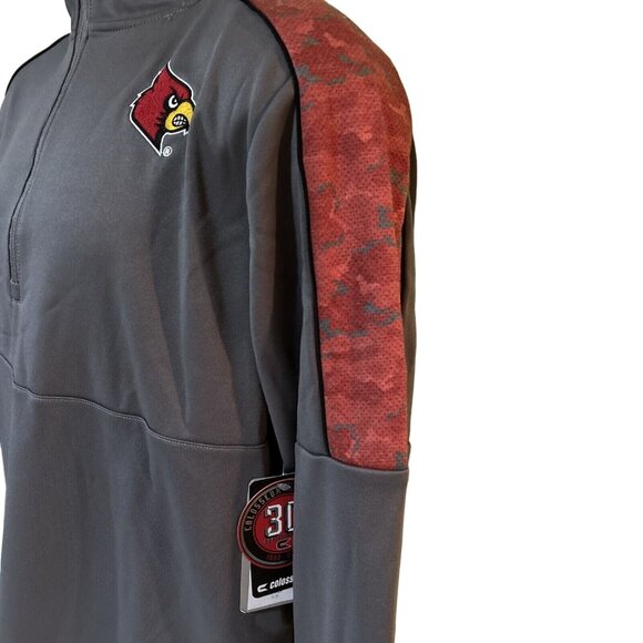 Louisville Cardinals 1/4 Zip Camo Pullover SweatShirt Jacket Red Mens L New - Picture 4 of 7